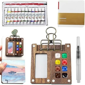 Tobios Mini Watercolor Kit Travel Pocket Artist Set 12 Colors with Sketchbook - Picture 1 of 7