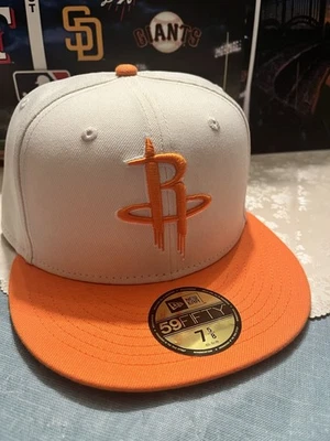 Nueva gorra ajustada naranja/beige New Era 59Fifty Houston Rockets talla 7 5/8 Foto 1 de 4