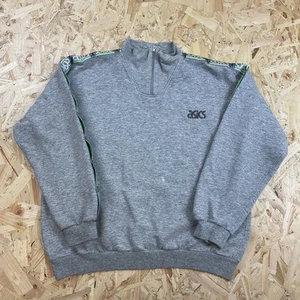 Sudadera De Colección Años 90 Asics Activewear Gris 1/4 Cremallera Hecha en Italia L - Imagen 1 de 7