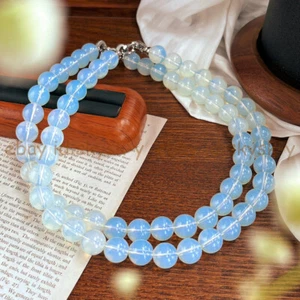 Weißer Opal Opalit 6/8/10/12 mm Rund Edelstein Perlen Schmuck Halskette 14-48 Zoll - Bild 1 von 13