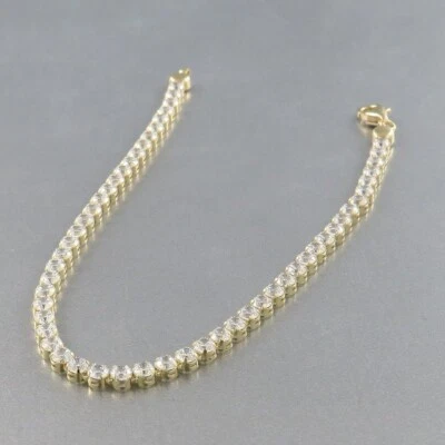 Armband Tennisarmband Zirkonia Besatz ca. 18,5 cm in 585/14k Gelbgold Neu 104 - Bild 1 von 4