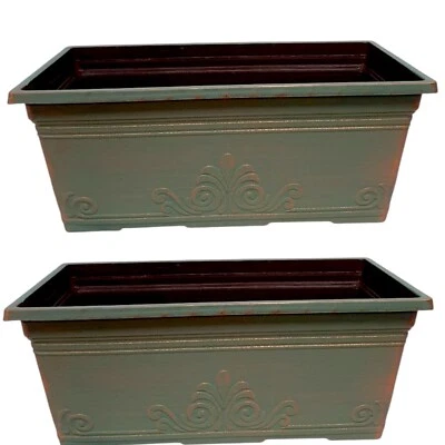Laurel Flower Window Box Planter –15" Trough Copper or Butterscotch Finish - Image 1 of 4