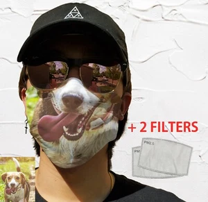 Custom Dog Mouth Face Mask with Filters/Pocket, Washable Reusable Personalized - Picture 1 of 13