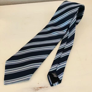 Hugo Boss Men's Blue Striped Repp Necktie Handmade Italy 100% Silk 59" Long - Picture 1 of 9