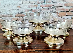 Vecchio dessert servizio composta art deco anni 30 vetro levigato con piedini - Foto 1 di 24