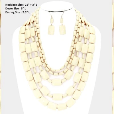 Declaración Grueso Lucite Multi Soporte Capa Largo Collar Cuentas Negro Dorado Marfil Foto 1 de 2