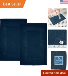 Stylish Indoor Bath Mats in Blue Opal - 20x32 Non-Slip Cotton Set of 2 - Picture 1 of 9