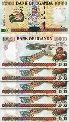 Uganda 10000 Shillings 2007, UNC, 5 Pcs LOT, CHOGM 2007, Comm, P-48 - Image 1 of 4