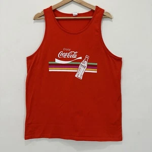 Coca Cola Singlet Men XL Bright Red Heavy Cotton Casual Party *Read* - Picture 1 of 8