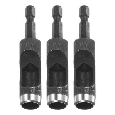 3pcs Leather Hollow Punch 1/4 Hex Shank for Drills, 7/16" Dia Rotary Hole Punch - Image 1 of 4