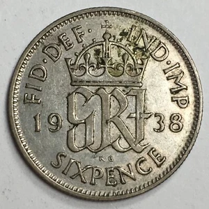 1938 United Kingdom Sixpence - George VI - Extremely Fine (XF) KM#852 - 4799-PC - Picture 1 of 3