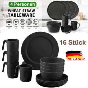 16-tlg Geschirrset 4 Personen Tafelservice Plastik Essgeschirr Kombiservice PP - Bild 1 von 14