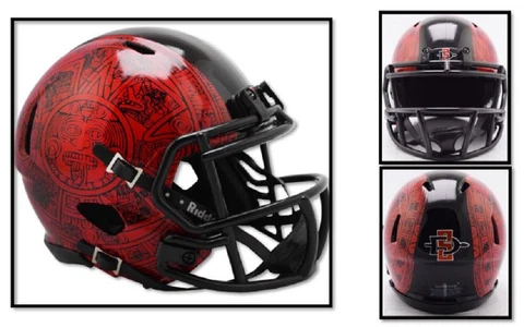 San Diego State Aztecs Mayan Calendar Riddell Mini Speed Football Helmet ON HAND Cover