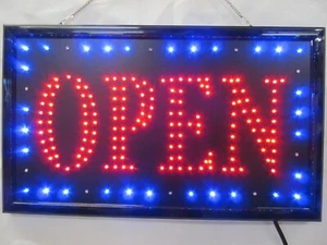 Bright Open LED Shop Sign Board 2 Designs Indoor use only 48cmx25cm Free UK P&P - Picture 1 of 3