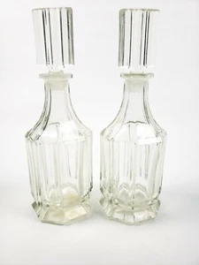 Lot 2 Perfume Bottles Clear Glass 5.25" Tall  - Picture 1 of 12