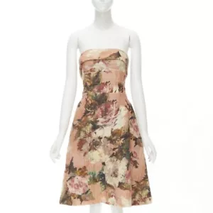 DOLCE GABBANA pink rose cloque boned corset strapless cocktail dress IT36 XS - Picture 1 of 12