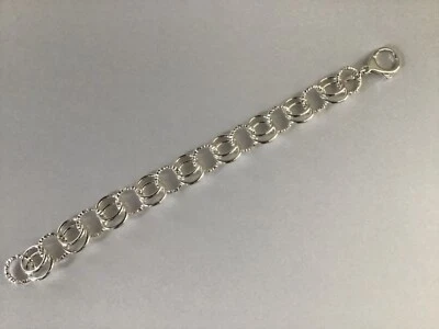 Sterling  Silver POLISHED & TEXTURED LINK BRACELET 9.5g - Italy -QVC - NWOT - Image 1 of 4