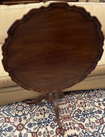 Henkel Harris Mahogany Style 5435 Piecrust Tilt Top Table #1 Cover