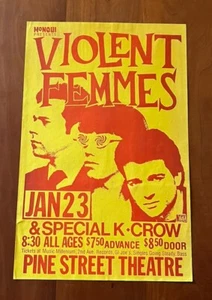 Original 1985 Violent Femmes Concert Show Flyer 11x17" Mike King Offset Gano PSC - Bild 1 von 2