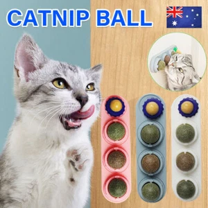Cat Toy Catnip Ball Lick Solid Nutrition Help Digestion Wall Mount Hair Remover - Picture 1 of 21