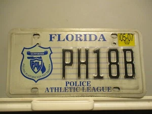 STATE FLORIDA OBSOLETE 2007 POLICE ATHLETIC LEAGUE LICENSE PLATE PAL SUPPORTER - Picture 1 of 5