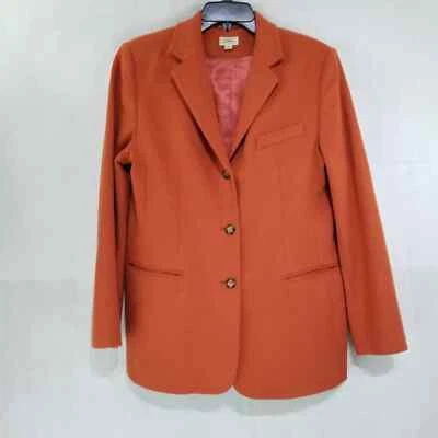 Chaqueta Blazer LL Bean Para Mujer Lana Mezcla Cachemira Forrada Satén Talla 12 R Naranja Foto 1 de 4