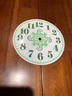 NOS   "Burwood" Arabic Clock Dial, Clock Part,  Aluminum, 6 1/4" WHITE/GREEN