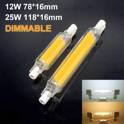 Dimmable R7s LED COB Light Bulb 78mm 118mm 12W 25W Glass Ceramic T3 J Type Lamp - Image 1 of 4