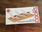 Cooks Tasting Spoons with Bamboo tray, cafe' white NEW in Box