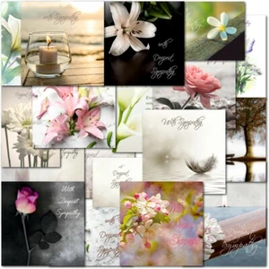 Doodlecards Pack 20 Sympathy Card Cards Bereavement Condolence Loss of Floral - Picture 1 of 9