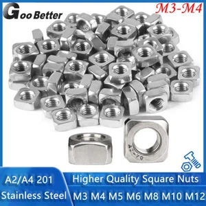 Thick Type Metric Square Nuts A2 Stainless Steel DIN 557 M3 M4 M5 M6 M8 M10 M12 - Picture 1 of 22