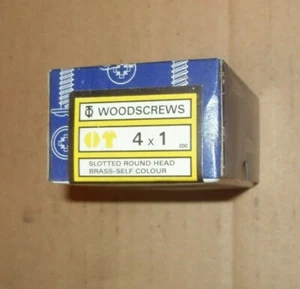 Box mit 200 T Q 4 x 1 Schlitz Rundkopf Messing selbstfärbend Holzschrauben - Bild 1 von 1