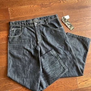 Vtg Y2K Southpole Baggy Jeans Mens Sz 42x34 Black Deadstock Wide Leg Brown Tab - Picture 1 of 16