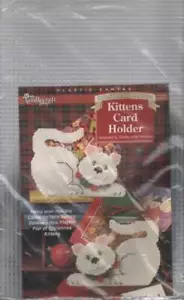 ¡¡¡Nuevo en paquete!!! KIT DE LONA DE PLÁSTICO ADORNOS DE NAVIDAD GATITOS SOPORTE TARJETA - Imagen 1 de 2