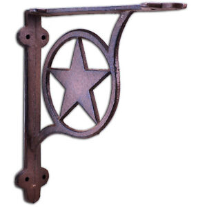 Decorative Shelf Bracket Rustic Star Rust Brown Cast Iron Wall Brace 7.375"