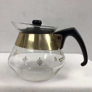 Vintage Pyrex 2 Tassen Glaskaraffe Milchkännchen mit Deckel Atomic Starburst Made in USA - Bild 1 von 8