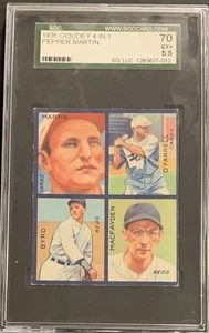 1935 Goudey 4 in 1 Pepper Martin Bob O'Farrell Sam Byrd Danny MacFayden SGC 5.5 - Picture 1 of 2