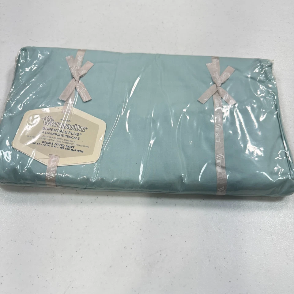 Sábana bajera doble wamsutta vintage azul macizo borde volantes mezcla percal mcm Foto 1 de 4