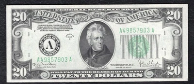 FR. 2058-A 1934-D $20 FRN FEDERAL RESERVE NOTE BOSTON, MA GEM UNCIRCULATED - Image 1 of 2