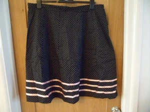 SZ 18 BLACK PINK POLKA DOT RIBBON A LINE 24 L SKIRT CRISP COTTON STRETCH FABRIC - Picture 1 of 3