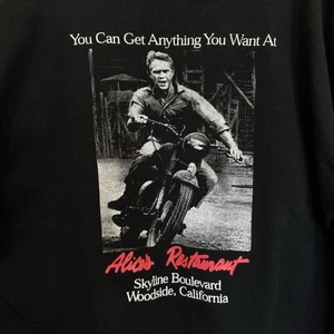 Camiseta De Colección Alice's Restaurant Manga Larga Para Hombre XL Negra Steve McQueen Moto - Imagen 1 de 5