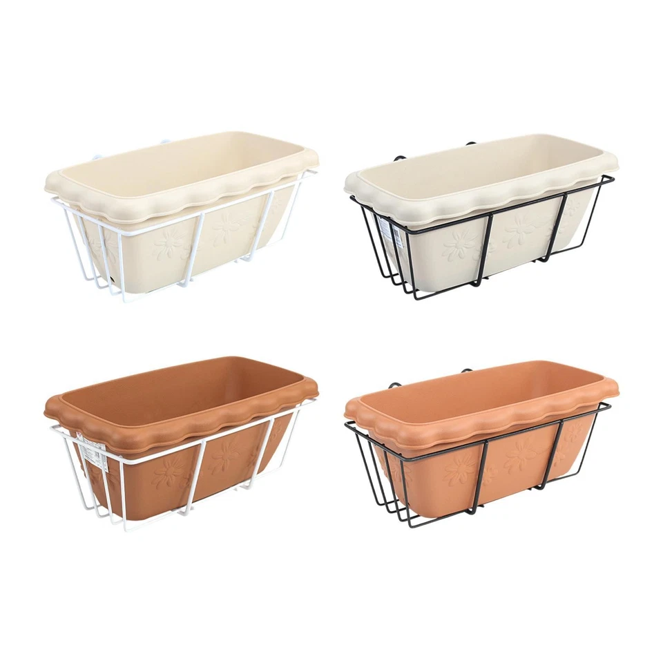 Railing Planter Decorative Plant Pot with Rack and Tray Hanging and Planter Box - Image 1 of 1