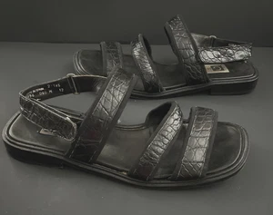 Mens Size 12 Sandals Giorgio’s of Palm Beach Black Croc Leather Slip On EUR 46 - Picture 1 of 10