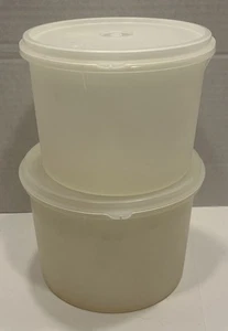 VTG Tupperware Canisters Set Of 2 Sheer 265-15 & 264-16 With Lids 6” & 7” - Imagen 1 de 17