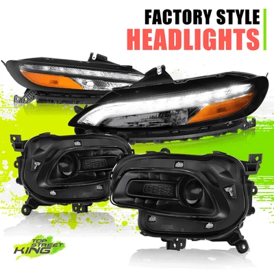 Par de faros proyectores + luces LED de estacionamiento para Jeep Cherokee 14-18 negro ámbar Foto 1 de 4