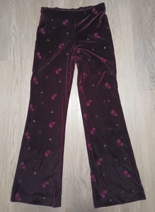 Vtg 70s Burgundy Red Velvet Rose Embroidered Sequin Stretch Bootcut Pants S - Picture 1 of 10