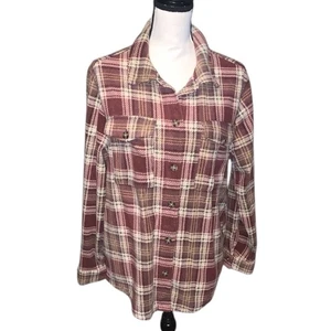 Wallflower kariertes Langarm Flanellhemd mit Knopfleiste doppelte Taschen Fleece - Bild 1 von 9