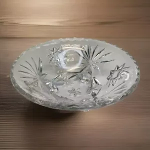 Vtg Anchor Hocking Bowl Glass Candy Dish 3 Legs Rippled Rim Star Pattern 6 3/4" - Picture 1 of 8
