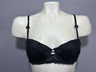 Simone Perele Bra 36B Y2K Black Lace Underwired  Lightly Lined Demi Cup