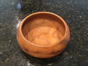 Teak Round Accent Serving Decor Candy Bowl Brown 4.25 In Diameter Opening F3 - Picture 1 of 7